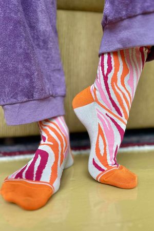 Zebra Bamboo Sock Orange Pink